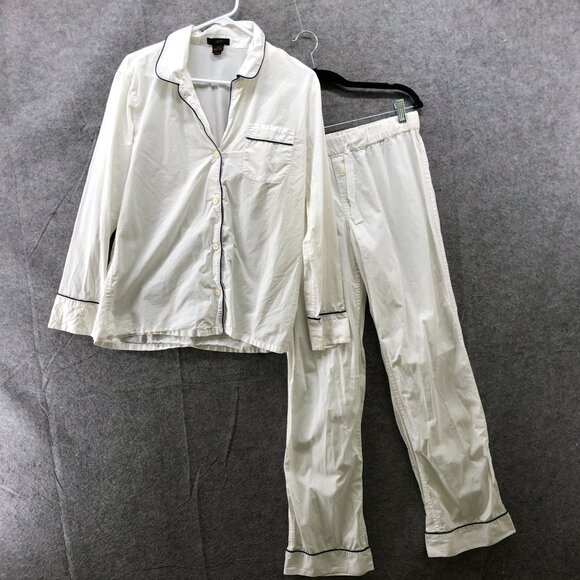 J. Crew Other - J. Crew Vintage Pajama Set Womens S White Cotton Long Sleeve Lightweight Button